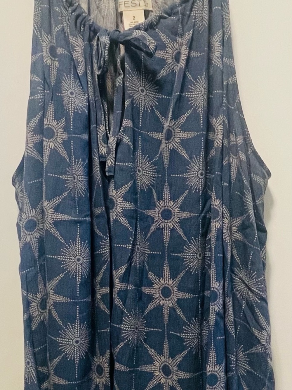 Torrid Women's Blue Starburst Tie-Neck Tank